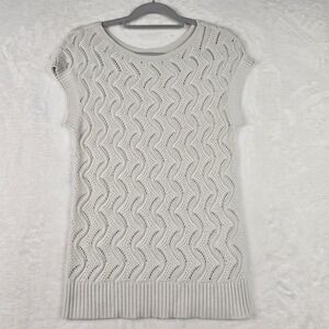 Loft Ann Taylor Cream‎ Crochet Blouse Size XS Short Sleeve